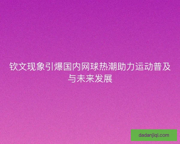 钦文现象引爆国内网球热潮助力运动普及与未来发展